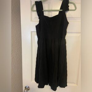 SHEIN black ruched dress with ruffle straps